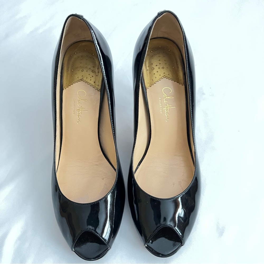 Size 9.5 Cole Haan Leather Peep Toe Pump Heels